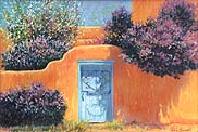 Taos Blue gate and lilacs